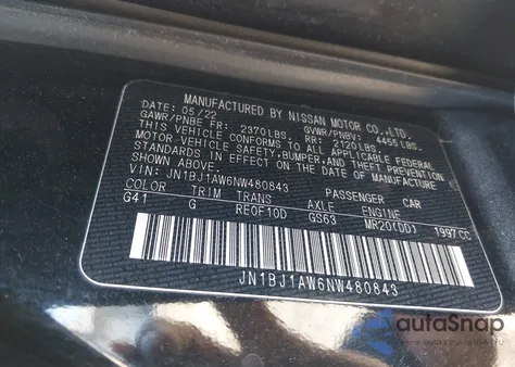 2022 Nissan Rogue Sport S Awd Xtronic Cvt из США, поврежденный, VIN JN1BJ1AW6NW480843